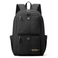 Lightweight black large capacity backpack for men with dual front zipper pockets - Black