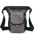 Outdoor tactical leg bag in grey and black waterproof nylon with adjustable straps - Gray