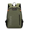 Army green waterproof nylon backpack with black zippers and orange accents - Army Green