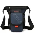 Navy blue multi-functional outdoor tactical leg bag with orange straps by WEPOWER - Dark Blue