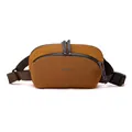 Mustard yellow nylon chest bag with adjustable strap and dual zipper compartments - Maple Brown