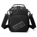 Black tactical crossbody bag with adjustable strap and multi-zipper compartments - Black
