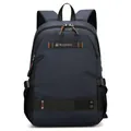 Navy blue casual men's backpack with orange stitching and Wepower brand logo - Dark Blue