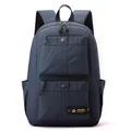 Deep grey blue large capacity backpack with waterproof fabric and square double pockets - Dark Blue