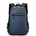 Versatile navy blue laptop backpack with waterproof fabric and black side pockets - Dark Blue