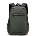 Waterproof military green business laptop backpack with front zipper and side mesh pockets - Army Green