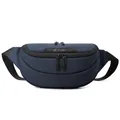 Waterproof navy blue functional chest bag for men with adjustable woven strap - Dark Blue
