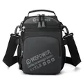 Large black tactical crossbody bag in waterproof nylon with adjustable wide shoulder strap - Gray
