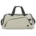 Off-white large capacity sports gym bag with contrasting black straps and shoe compartment - Off White
