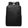 Minimalist black waterproof business laptop backpack with ergonomic straps and side pockets - Black