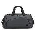 Dark gray large-capacity travel duffel bag with waterproof fabric and shoulder strap - Gray