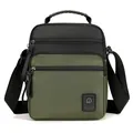 Sac bandoulière homme en nylon vert olive et noir avec compartiments zippés multiples - Vert Militaire