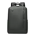 Business black laptop backpack with waterproof matte texture and ergonomic shoulder straps - Gray