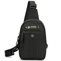 Schwarze multifunktionale Herren-Brusttasche mit verstellbarem Gurt und Front-Zippern - Schwarz