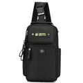 WEPOWER black nylon multifunctional outdoor sling bag with adjustable strap and gold logo - Black
