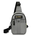 Mittelgraue Herren-Brusttasche mit WEPOWER-Logo und verstellbarem Schultergurt - Grau