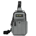 Multifunctional grey nylon outdoor chest bag with WEPOWER logo and adjustable straps - Gray
