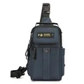 Dark blue multifunctional chest bag made of durable nylon with multiple zippers - Dark Blue