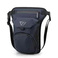 Deep blue tactical leg bag for motorcycle riding with multi-pocket nylon storage - Dark Blue