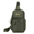 Versatile military green outdoor chest bag made of durable nylon with adjustable strap - Army Green