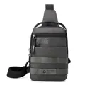 Deep grey waterproof crossbody chest bag with adjustable strap and multiple zippers - Gray