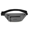 Water-resistant dark grey men's waist bag with adjustable strap and front zipper - Gray