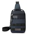Dark blue waterproof nylon crossbody sling bag for men with multiple zipper compartments - Dark Blue