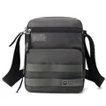 Waterproof charcoal grey commuter shoulder bag with multi-zipper pockets and wide strap - Gray
