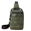 Army green multi-functional tactical crossbody bag in premium nylon with adjustable strap - Army Green
