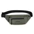 Water-resistant olive green tactical waist bag with adjustable strap and headphone port - Army Green