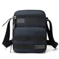 Waterproof dark blue nylon business messenger bag with multi-layer zipper compartments - Dark Blue