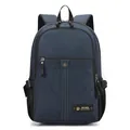 Sac à dos bleu marine grande capacité avec tissu imperméable et poche latérale en filet - Bleu clair