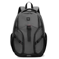 Dark gray multifunctional business backpack with durable fabric and side mesh pocket - Gray