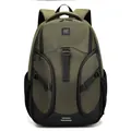 Men's large capacity outdoor travel backpack in army green with black accents - Army Green