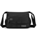 Bolso bandolera impermeable negro para hombre de gran capacidad con correa ajustable - Negro