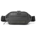 Minimalist nylon sports waist bag in dark grey with adjustable strap and front pocket - Gray