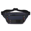 Waterproof outdoor waist bag in navy blue with orange stitching and Wepower logo - Dark Blue