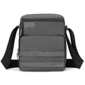 Borsa a tracolla uomo grigio scuro impermeabile con trama a nido d'ape e cinturino - Grigio