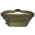 Olive green outdoor waist bag in waterproof nylon with adjustable buckle strap - Army Green