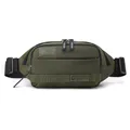 Army green minimalist sports waist bag in durable nylon with adjustable strap - Army Green