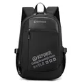 Vista frontale di uno zaino casual nero di grande capacità in tessuto resistente - Nero