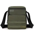 Borsa a tracolla uomo in nylon verde militare impermeabile con toppa logo - Verde militare