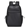 Mochila de negocios minimalista negra impermeable con gran capacidad y acabado de nailon - Negro