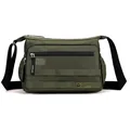 Bandolera verde oliva de nailon impermeable con dos bolsillos frontales con cremallera - Verde Militar