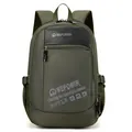 Grande zaino casual verde militare con scomparti multipli e tasche laterali a rete - Verde Militare