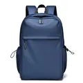 Mochila de negocios azul oscuro en nailon impermeable mate con varios bolsillos - Azul oscuro
