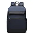 Mochila de negocios azul oscuro resistente al agua con detalles en cuero y para laptop - Azul oscuro