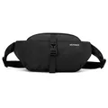 Borsa a tracolla sportiva minimalista in nylon nero impermeabile con fibbia e cinturino - Nero