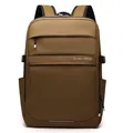 Modern tan business laptop backpack with multi-compartment design and padded straps - Brown