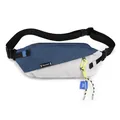 Sporty navy and grey color-block waist bag with adjustable strap by Wepower - With Pendant / Blue Gray